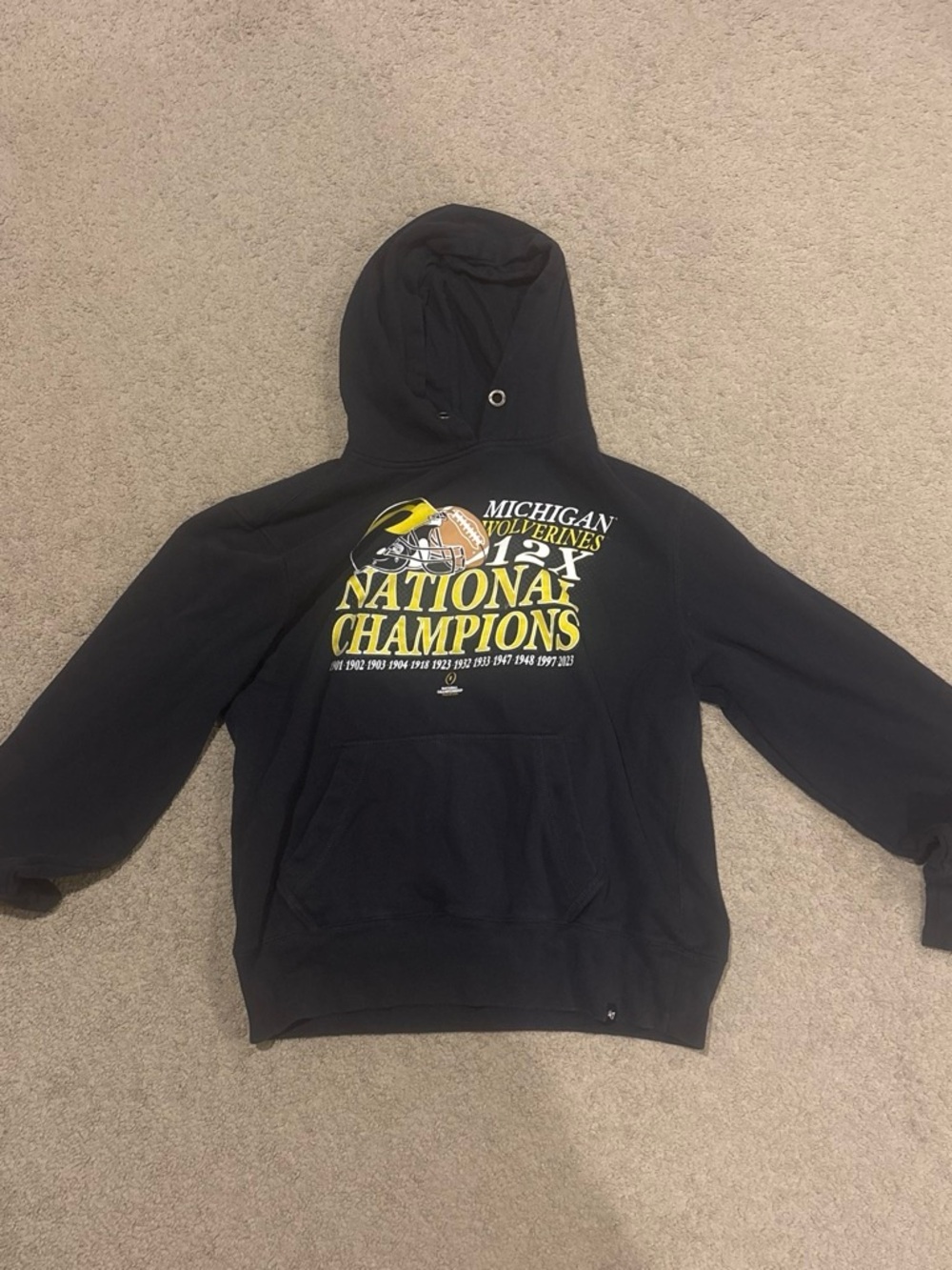 Michigan Wolverines 12x National Champions Graphic Hoodie - Navy & Yellow